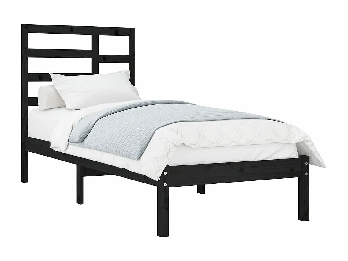 Cadre de lit Noir Bois massif 90x190 cm Simple