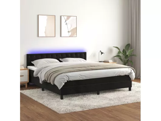 Kauf Unique Boxspringbett mit Matratze & LED Schwarz 160x200 cm Samt