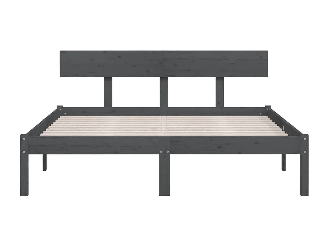 Cadre de lit sans matelas gris bois massif 140x200 cm