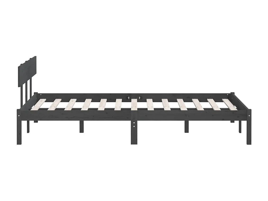 Cadre de lit sans matelas gris bois massif 140x200 cm