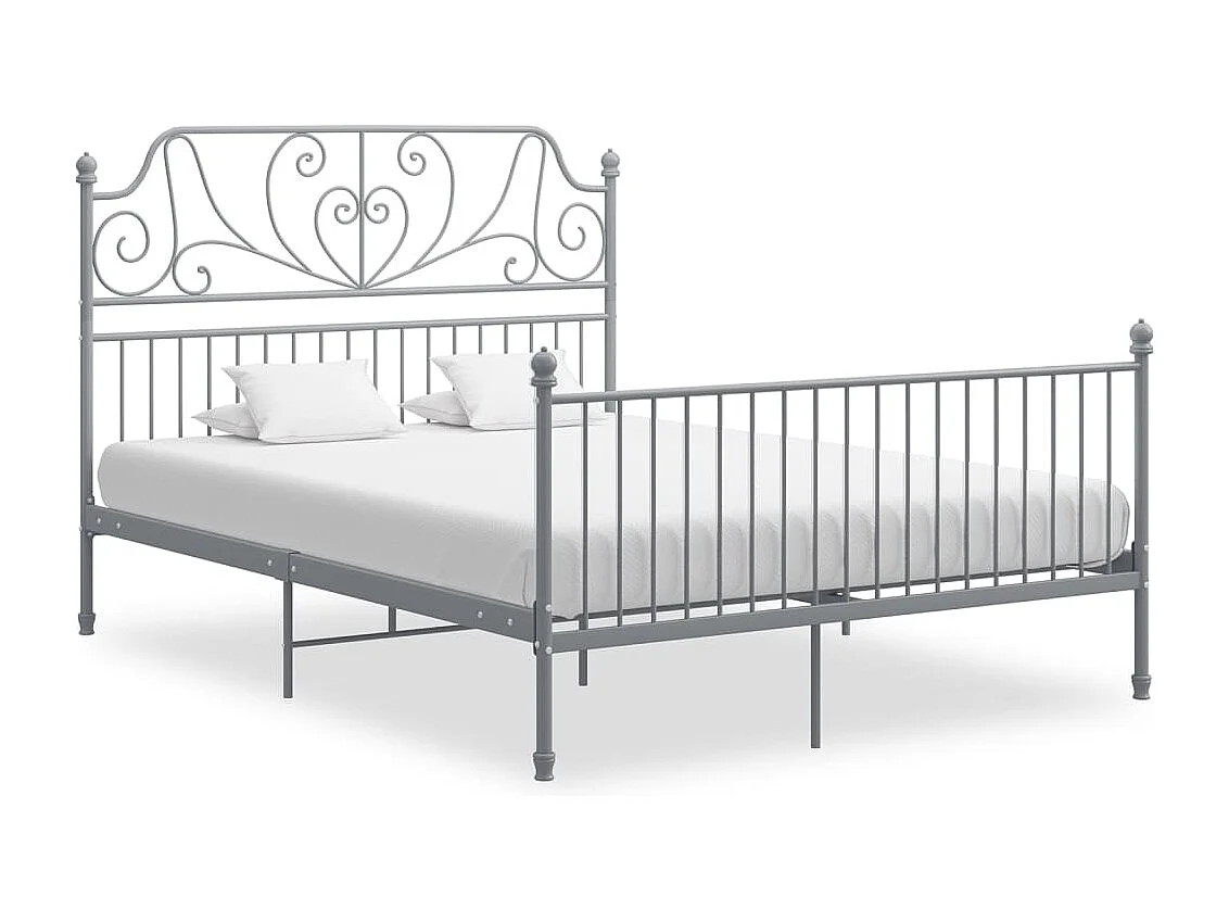 Cadre de lit sans matelas gris métal 160x200 cm