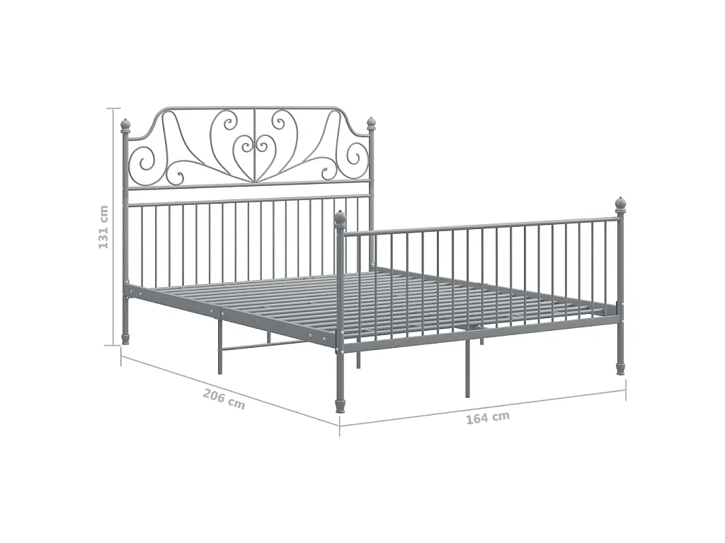 Bettgestell Grau Metall 160x200 cm