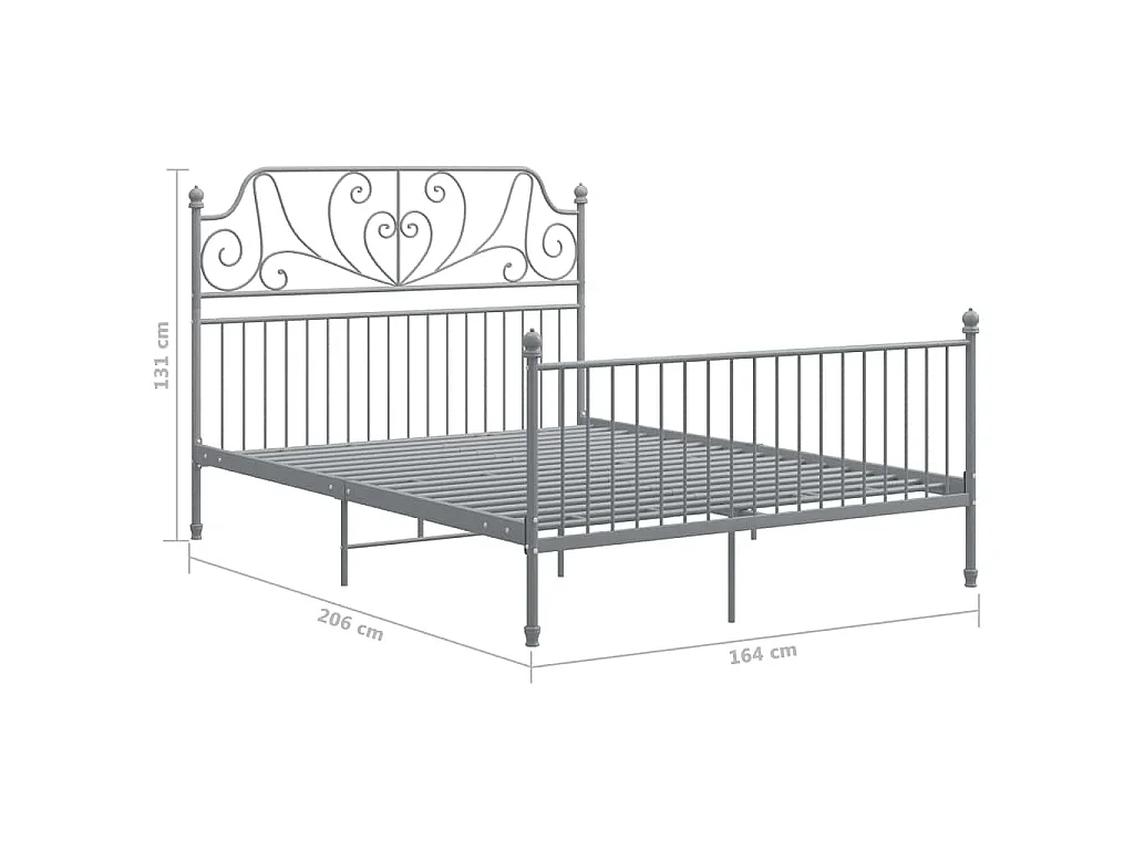 Bettgestell Grau Metall 160x200 cm