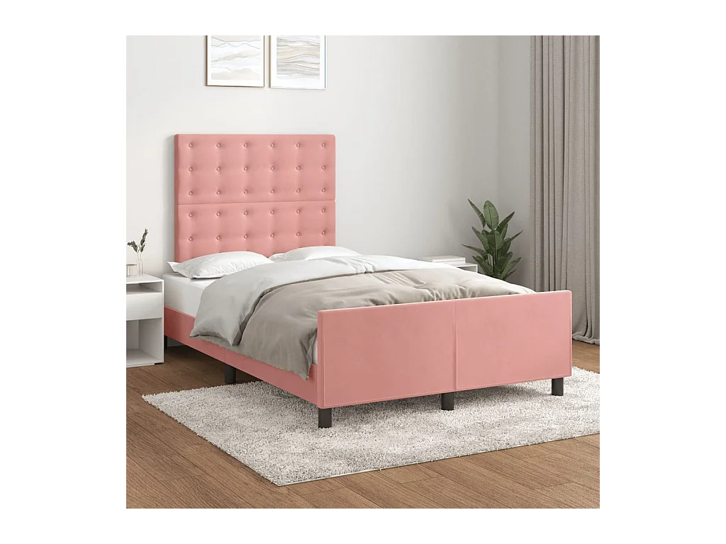 Bettgestell mit Kopfteil Rosa 120x200 cm Samt