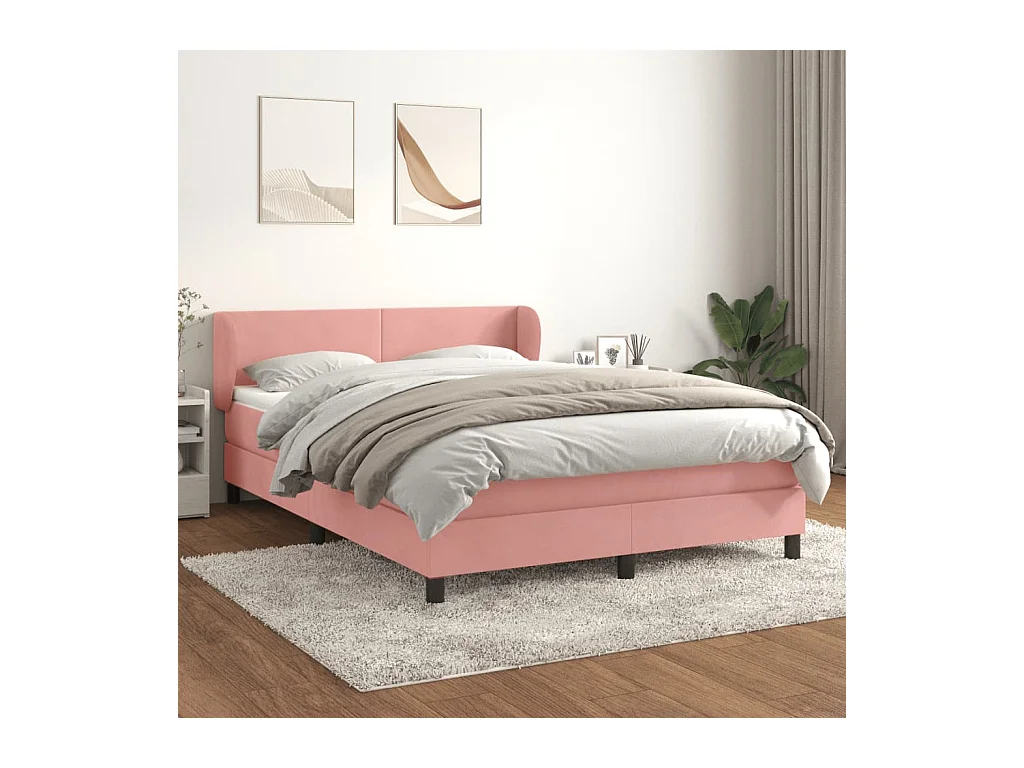 Sommier à lattes de lit avec matelas Rose 140x190 cm Velours