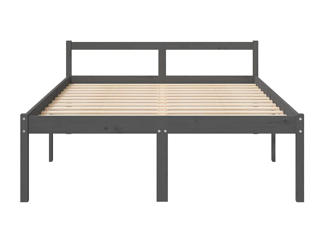 Seniorenbed massief grenenhout grijs 135x190 cm