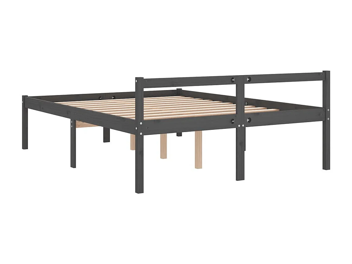 Seniorenbed massief grenenhout grijs 135x190 cm