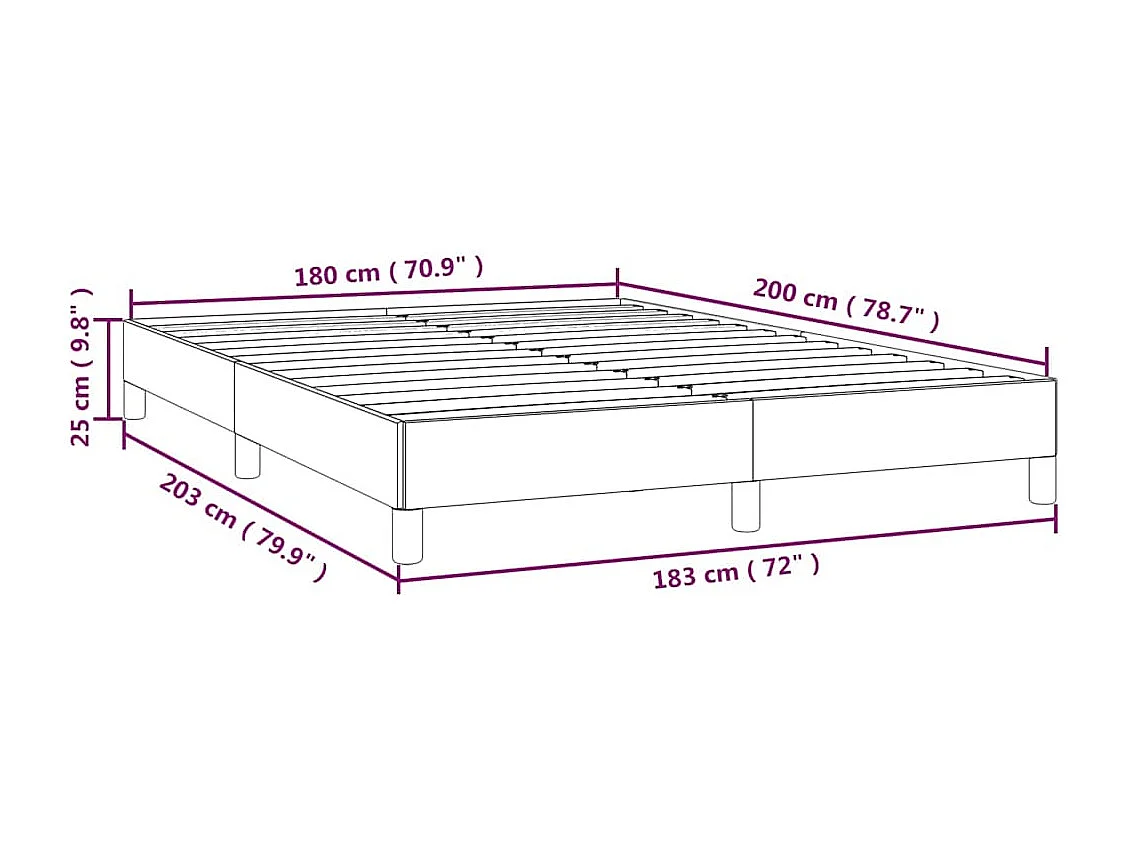 Cadre de lit sans matelas bleu foncé 180x200 cm velours