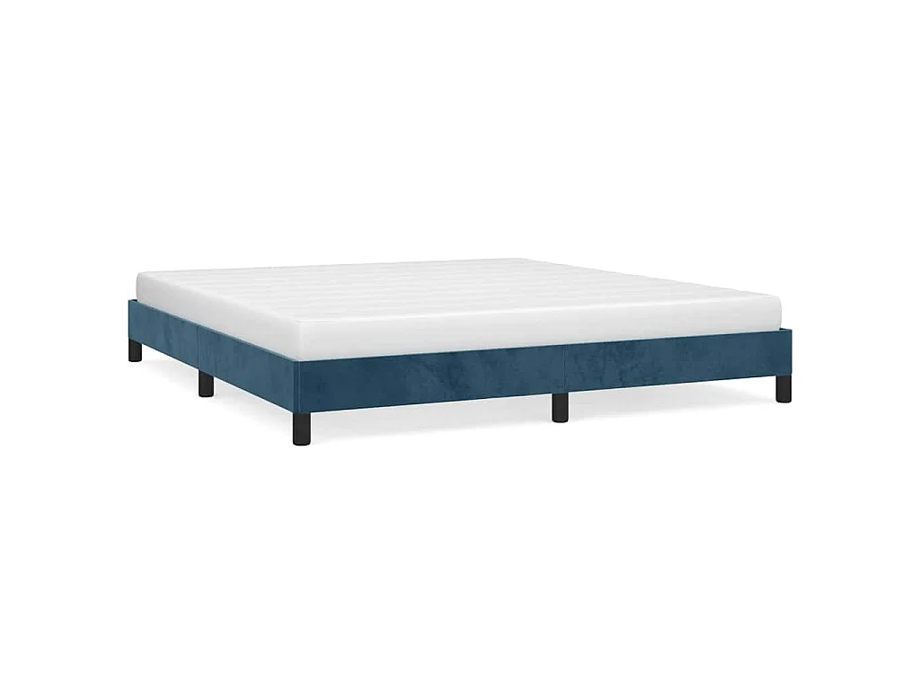 Cadre de lit sans matelas bleu foncé 180x200 cm velours