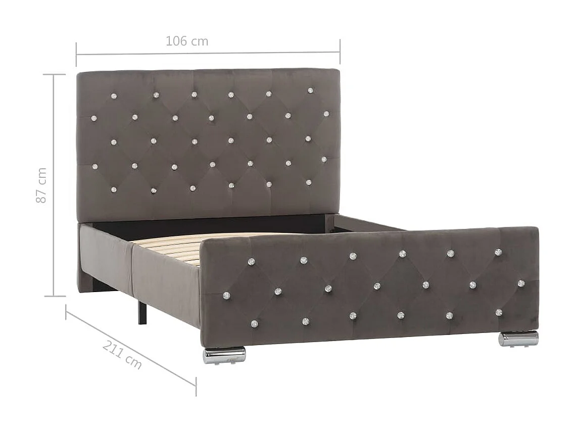 Bedframe fluweel grijs 100x200 cm