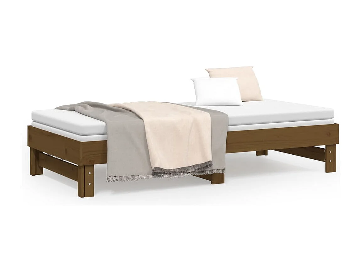 Estrutura sofá-cama de puxar 2x(90x190)cm pinho maciço castanho