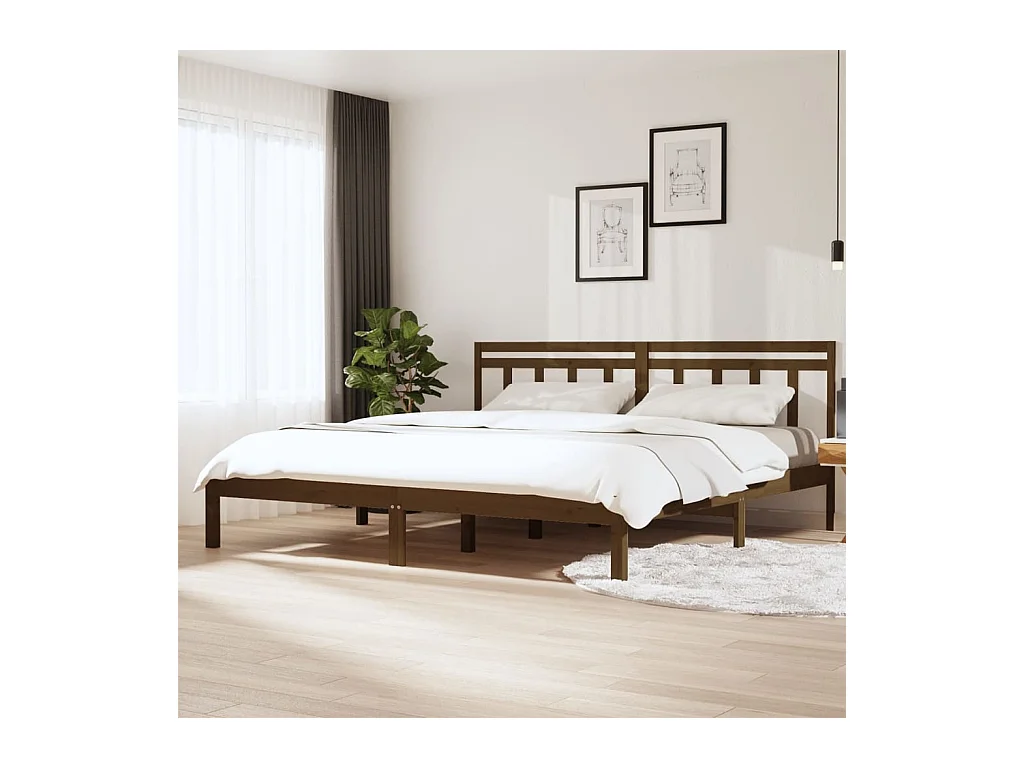 Bedframe massief grenenhout honingbruin 200x200 cm