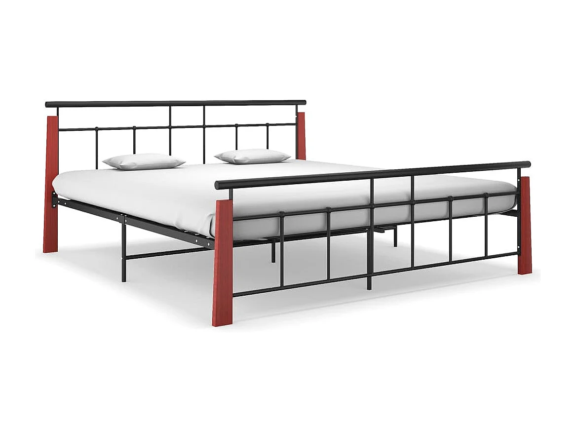 Bettgestell Metall und Massivholz Eiche 180x200 cm