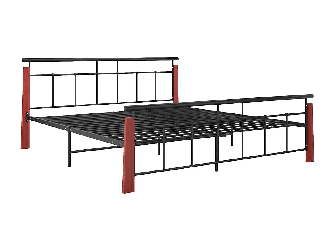 Bettgestell Metall und Massivholz Eiche 180x200 cm