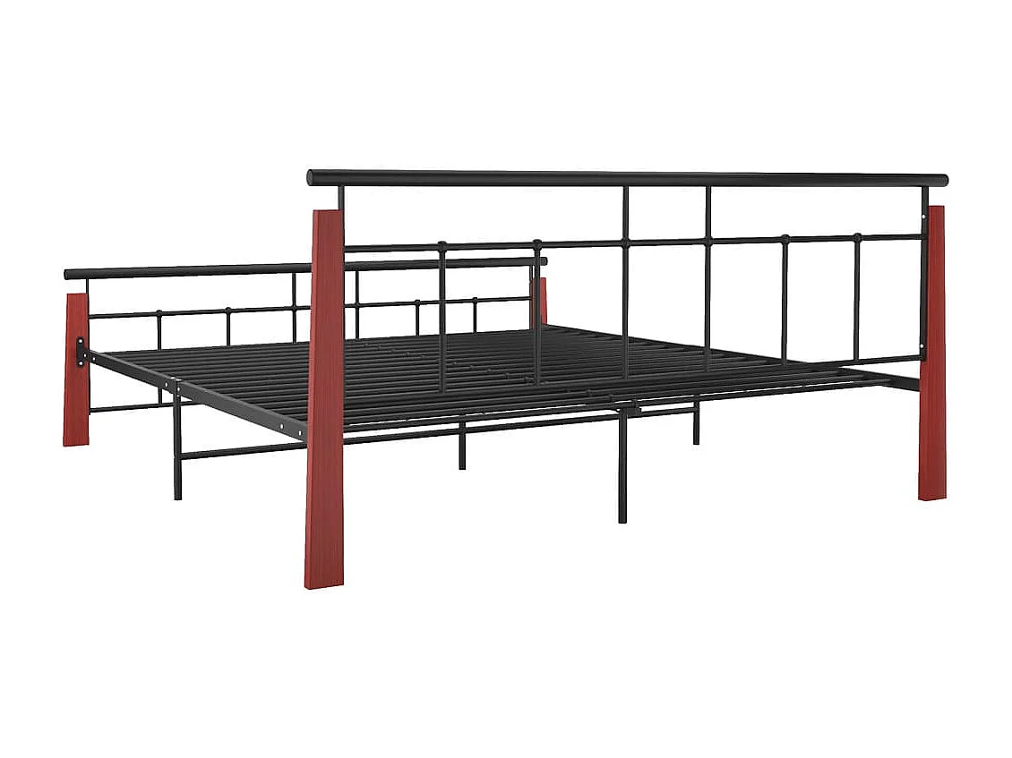 Bettgestell Metall und Massivholz Eiche 180x200 cm