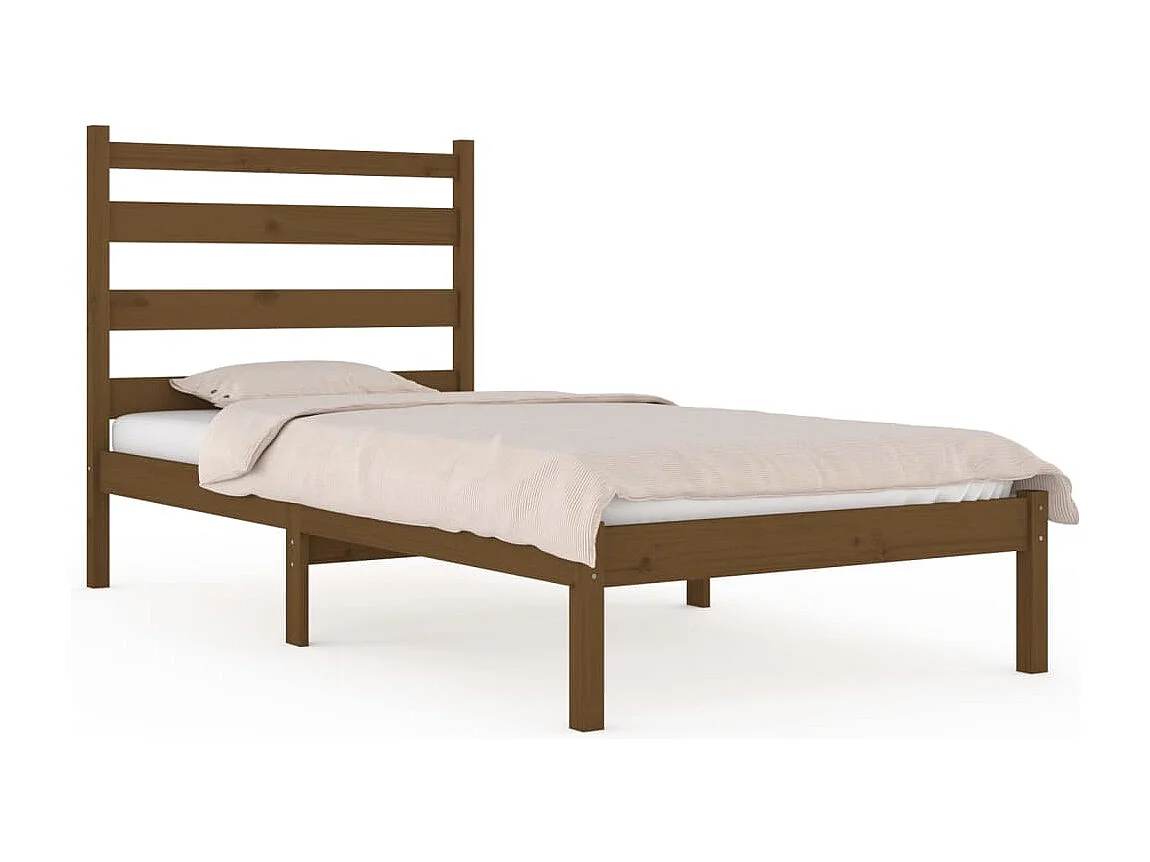 Estrutura de cama 100x200 cm madeira pinho maciço castanho mel