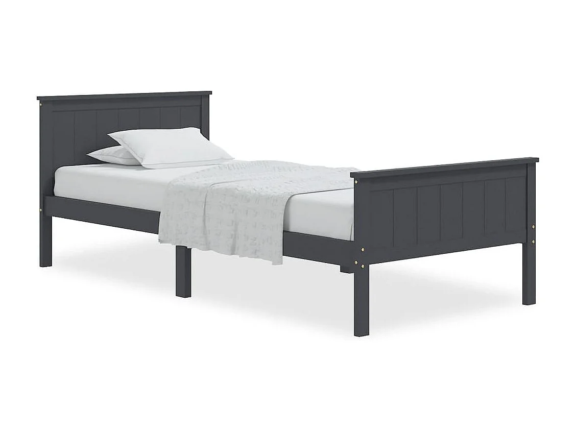 Estrutura de cama 100x200 cm pinho maciço cinzento