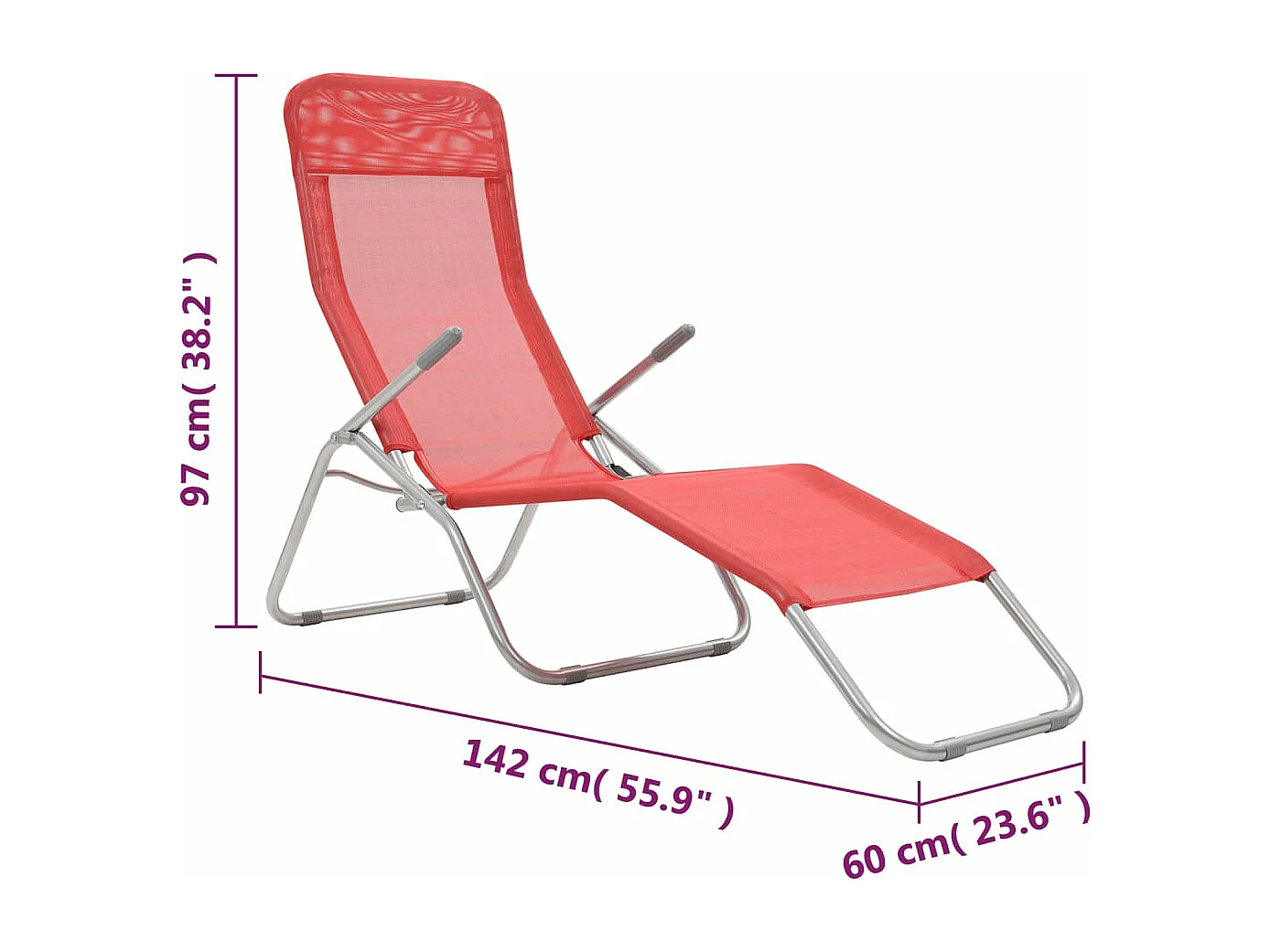 Chaises longues pliables lot de 2 Textilène Rouge