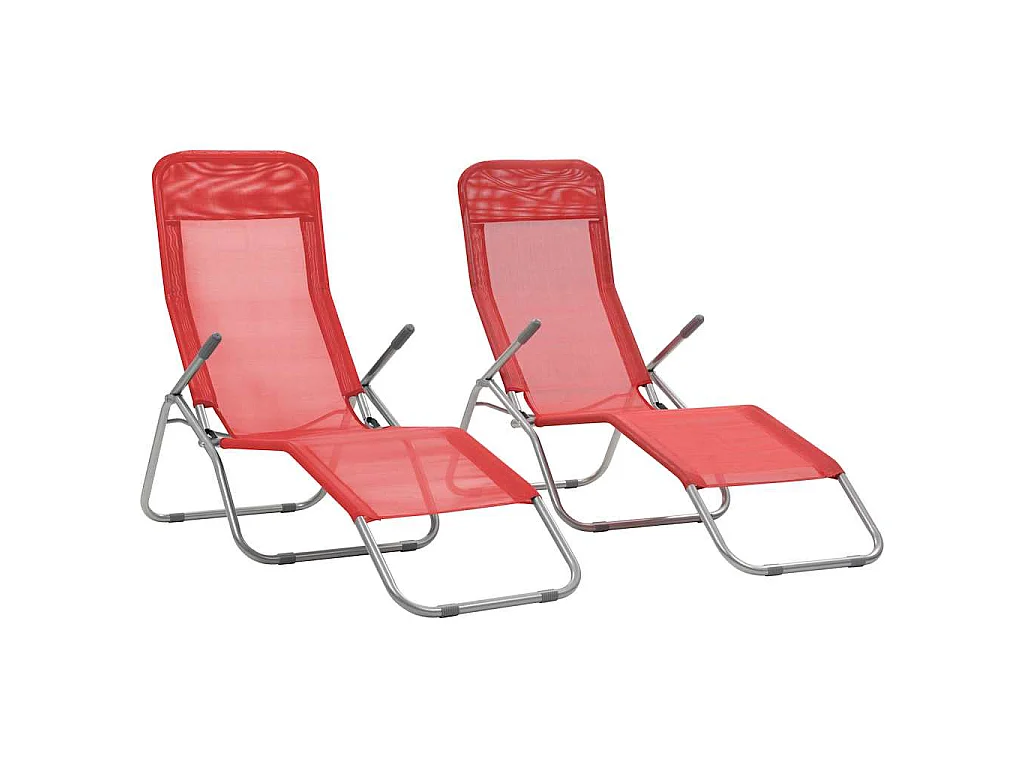 Chaises longues pliables lot de 2 Textilène Rouge
