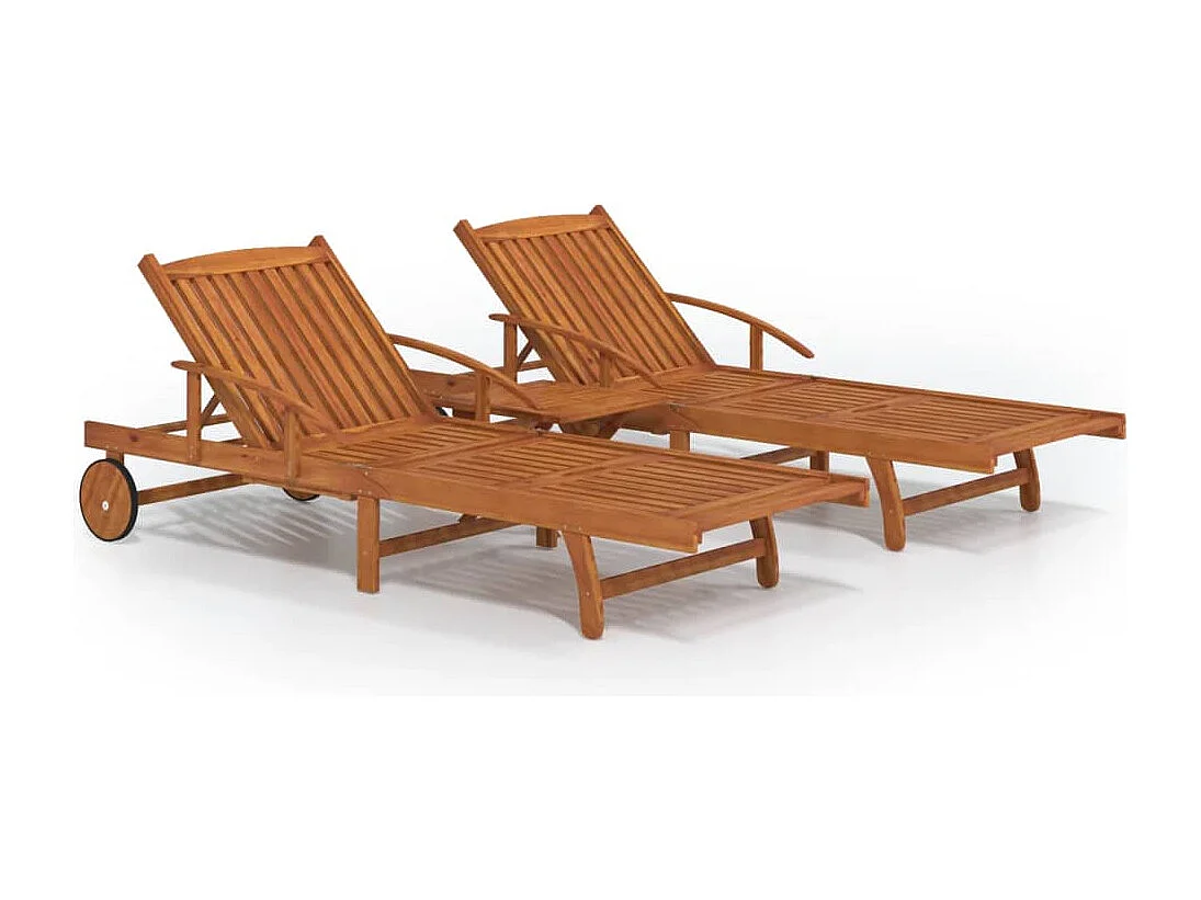Ensemble de chaises longues lot de 2 table Bois acacia massif