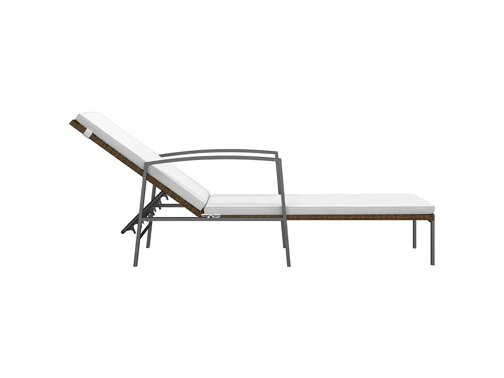 Espreguiçadeiras com mesa 2 pcs vime PE castanho