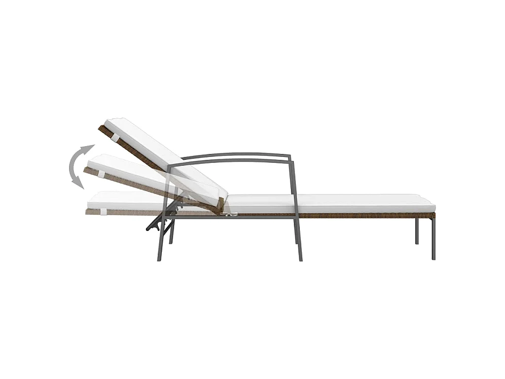 Espreguiçadeiras com mesa 2 pcs vime PE castanho