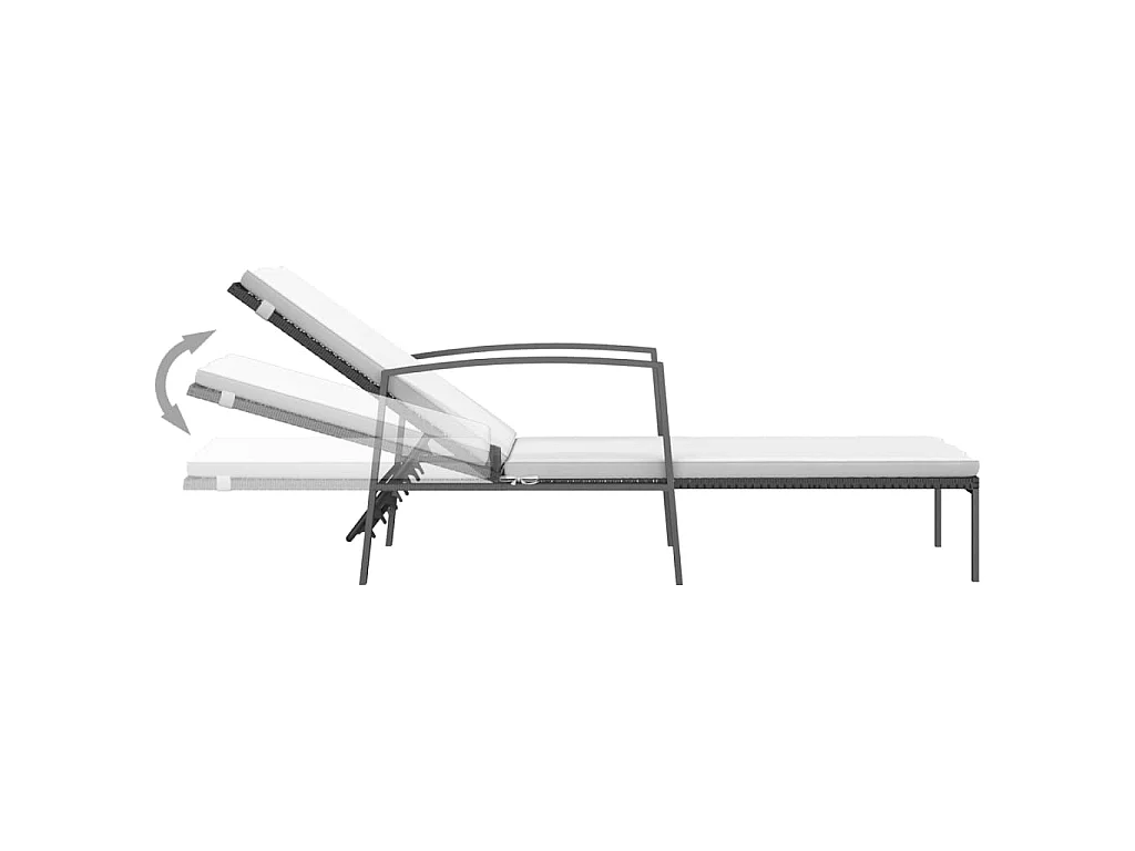 Sonnenliegen 2 Stk. mit Tisch Poly Rattan Schwarz