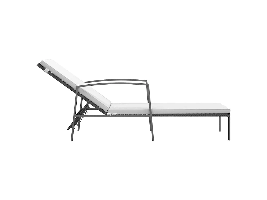 Lettini Prendisole 2 pz con Tavolo in Polyrattan Neri