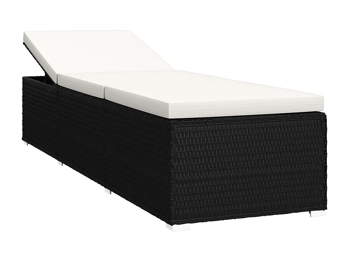 3-tlg. Garten-Sonnenliegen mit Teetisch Poly Rattan Schwarz