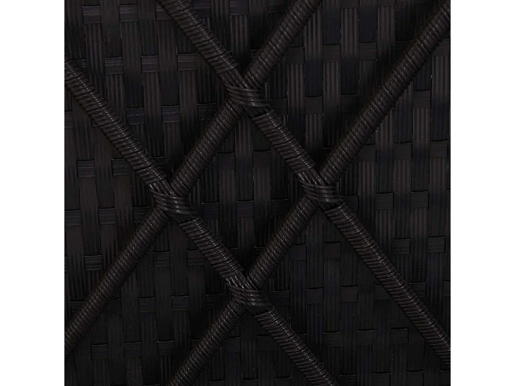 Chaises longues de jardin table à thé 3 pcs Résine tressée Noir