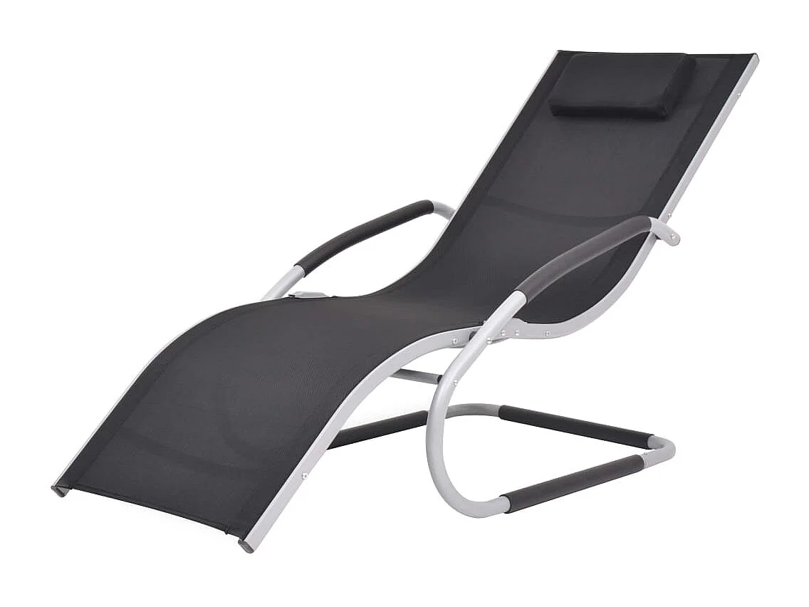 Chaise longue avec oreiller Aluminium et textilène noir