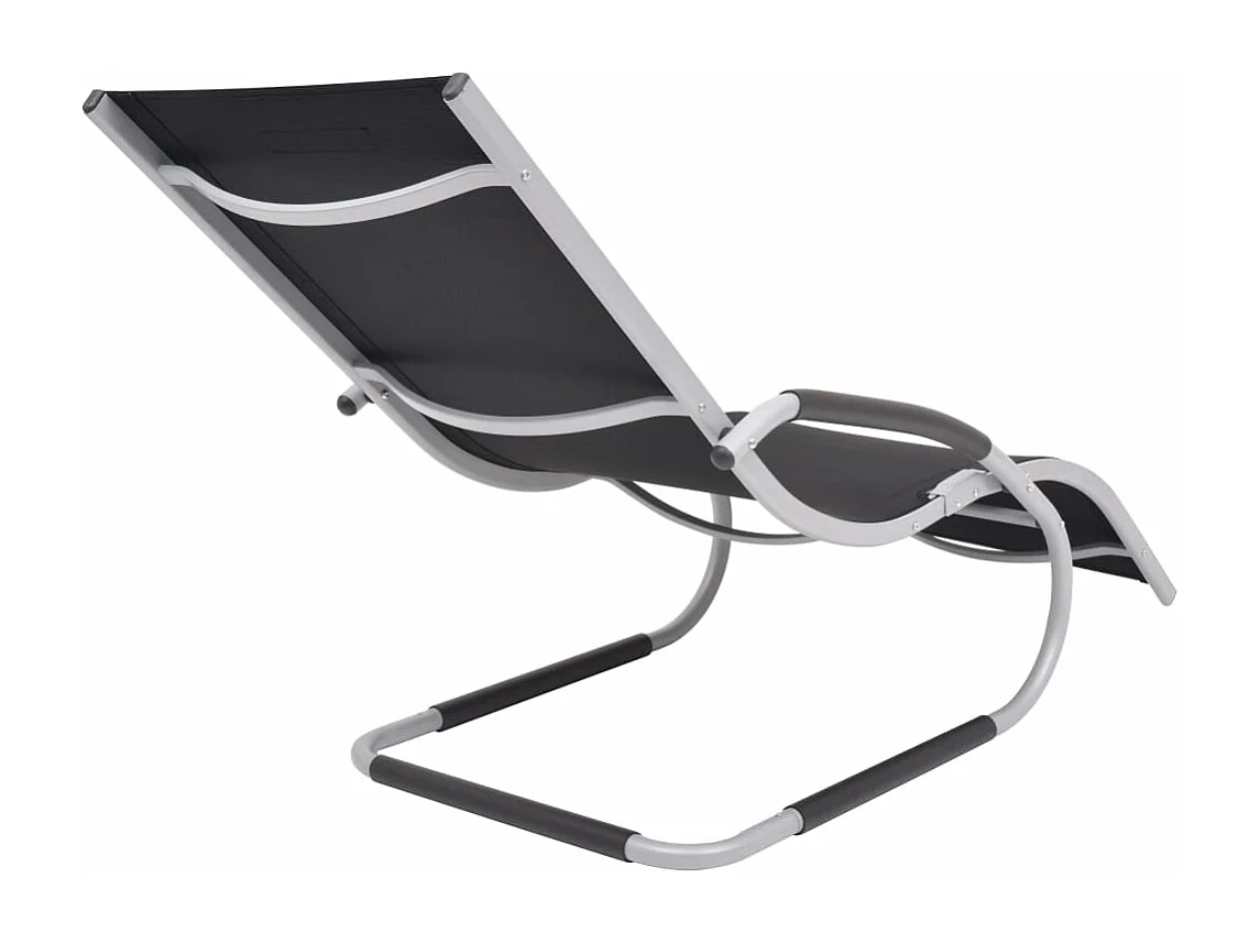 Chaise longue avec oreiller Aluminium et textilène noir