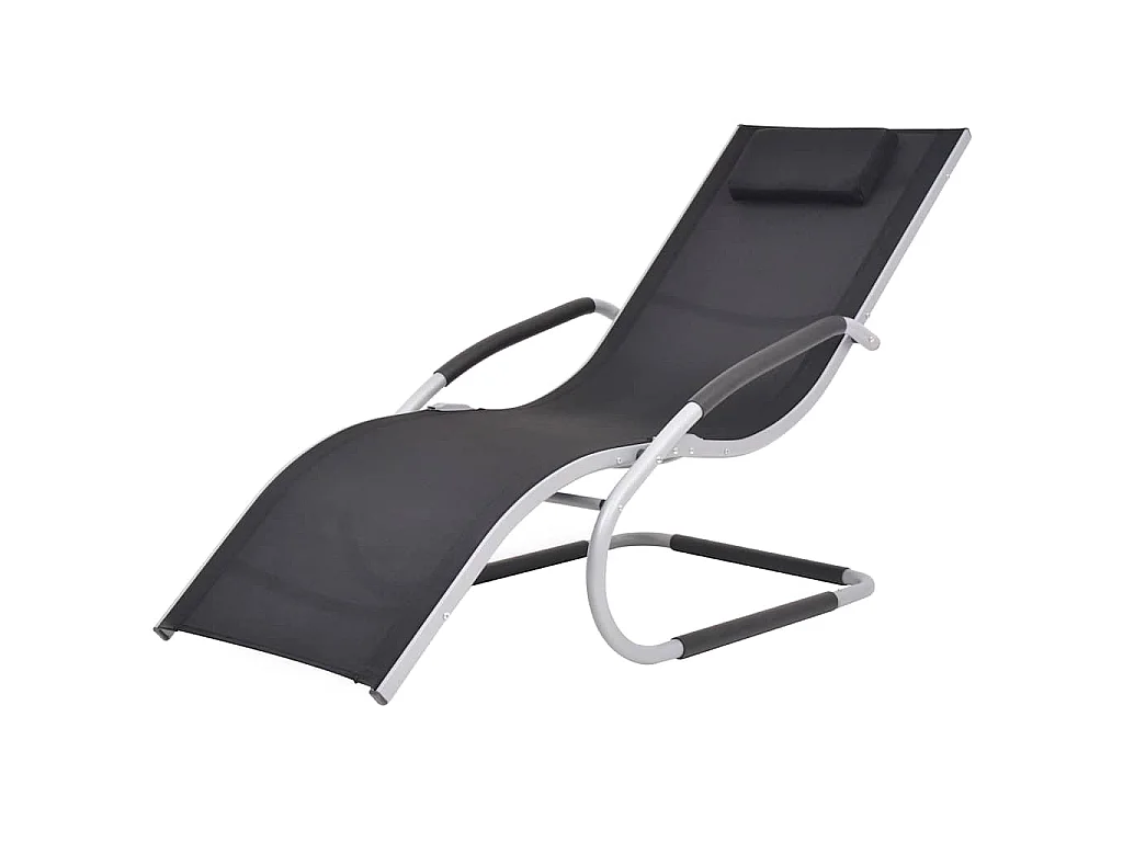 Chaise longue avec oreiller Aluminium et textilène noir