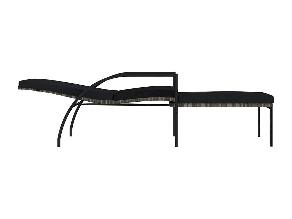 Chaises longues avec repose-pied 2 pcs Résine tressée Gris