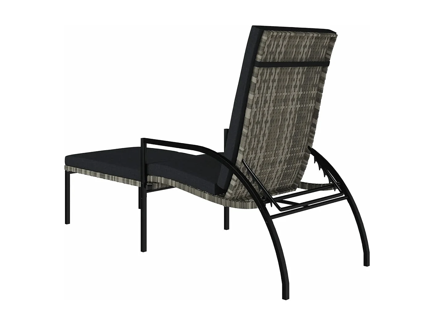 Lettini Prendisole 2 pz con Poggiapiedi in Rattan PE Grigio