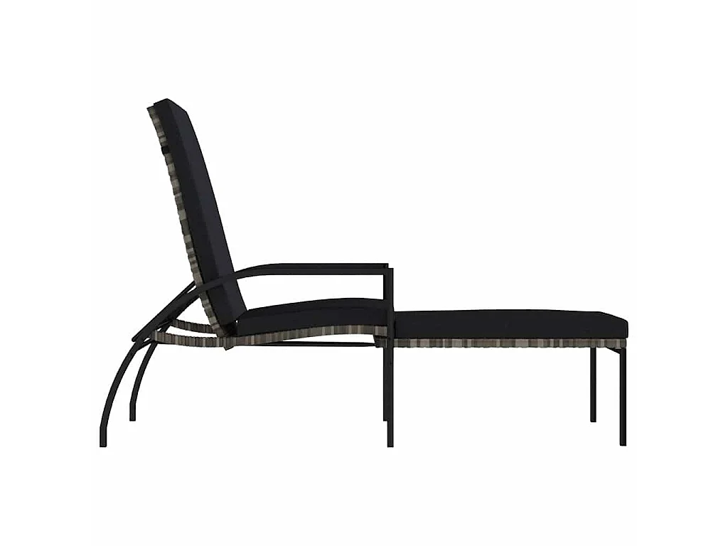 Chaises longues avec repose-pied 2 pcs Résine tressée Gris