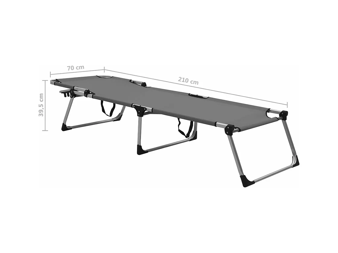 Chaise longue pliable extra haute pour seniors Gris Aluminium