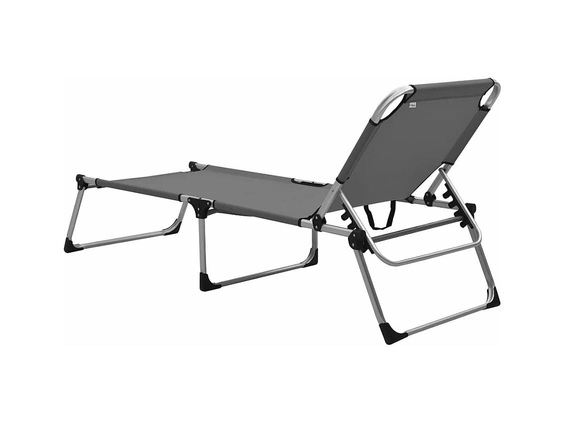 Chaise longue pliable extra haute pour seniors Gris Aluminium