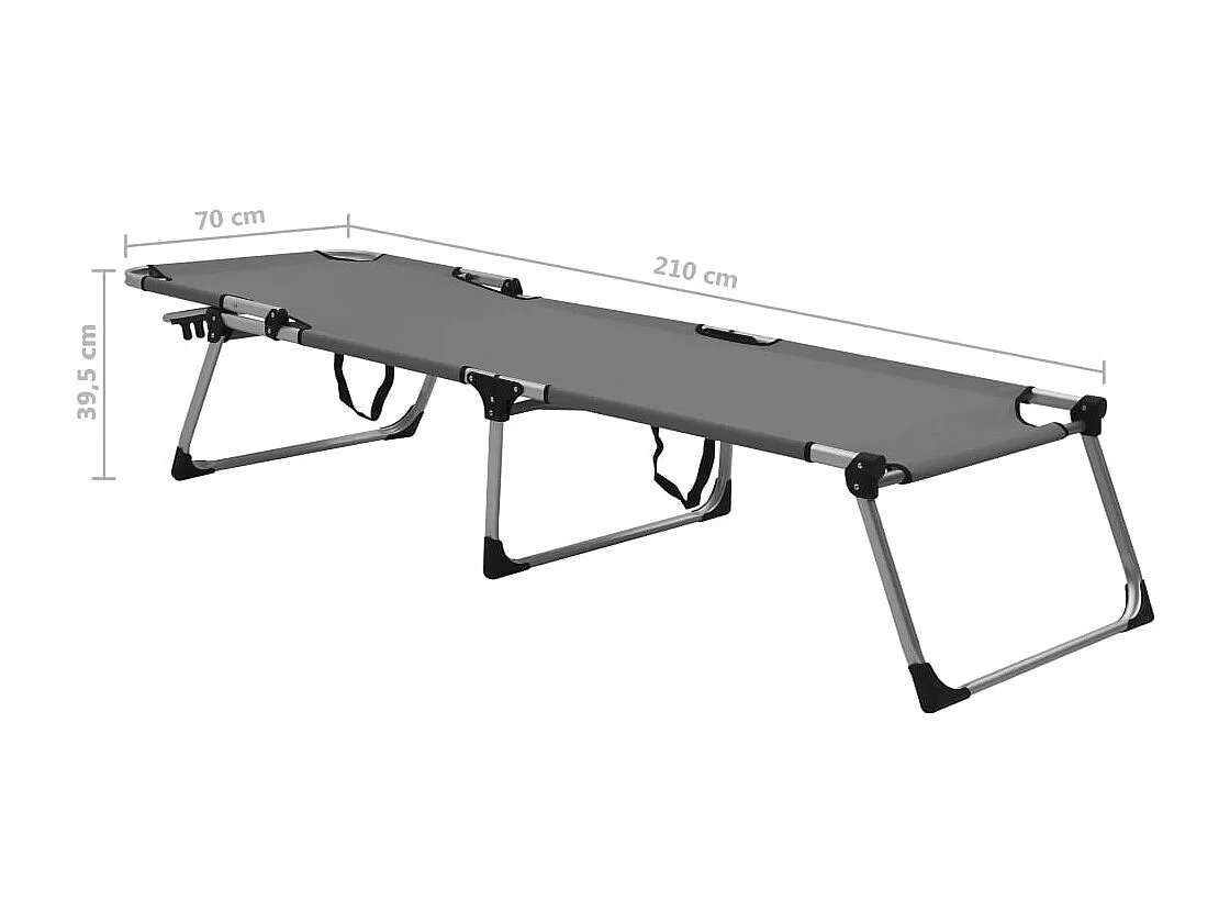 Chaise longue pliable extra haute pour seniors Gris Aluminium
