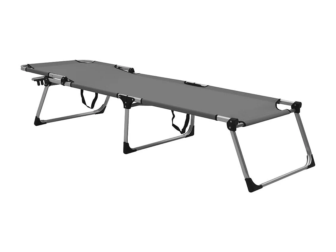 Chaise longue pliable extra haute pour seniors Gris Aluminium