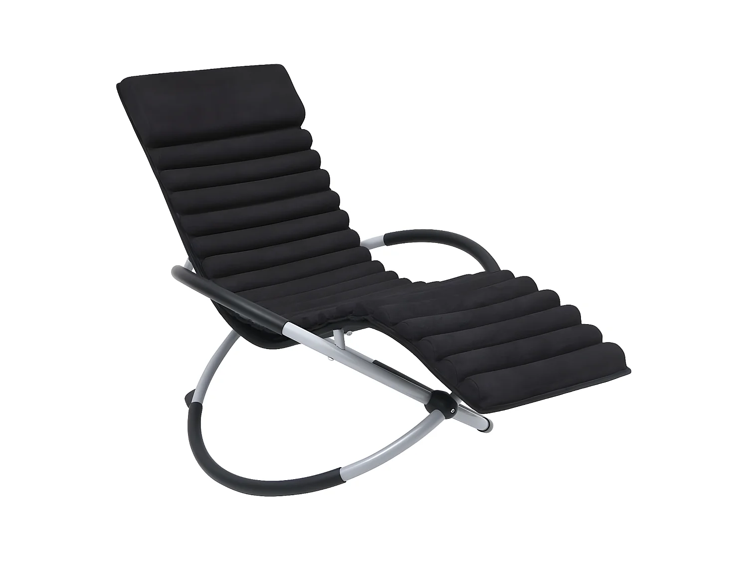 Chaise longue d'extérieur avec coussin Acier Noir