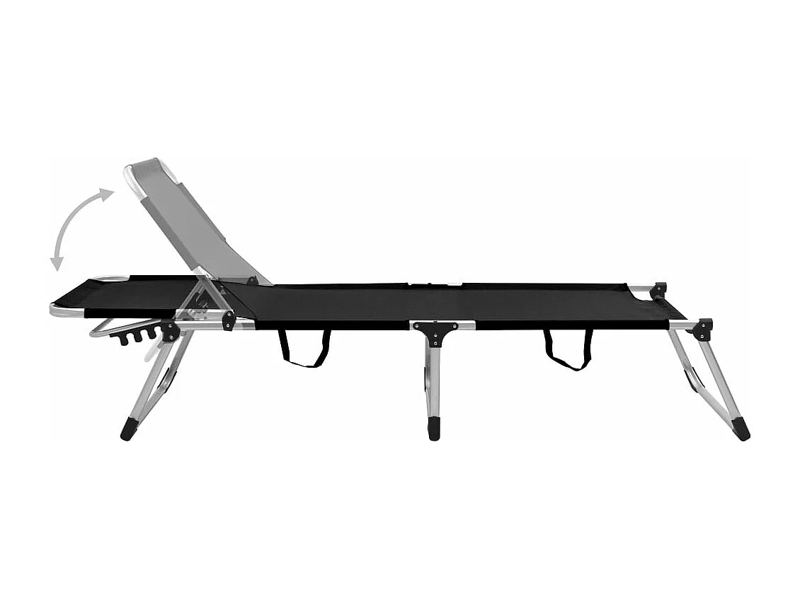 Ligbed extra hoog inklapbaar senior aluminium zwart