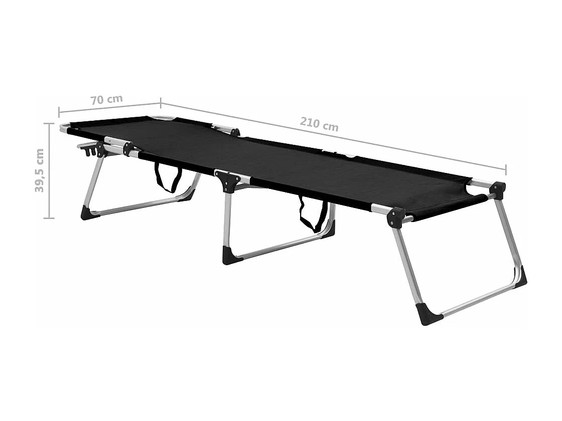 Ligbed extra hoog inklapbaar senior aluminium zwart