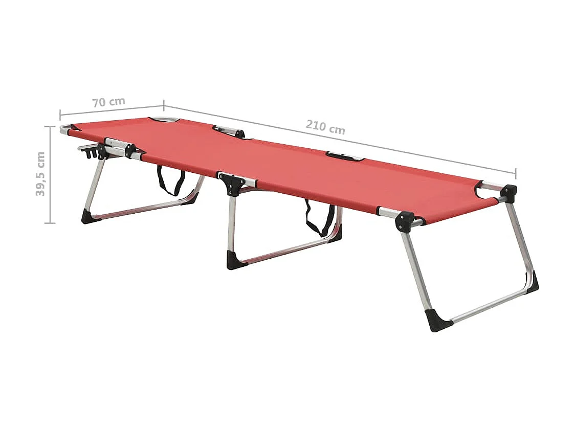 Espreguiçadeira dobrável extra alta idosos alumínio vermelho
