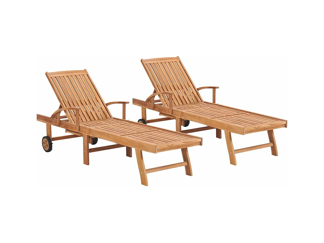 Chaises longues lot de 2 Bois de teck solide
