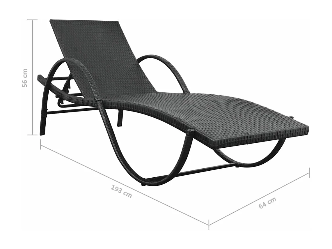 Espreguiçadeiras com mesa 2 pcs vime PE preto