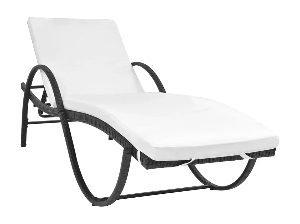 Sonnenliegen 2 Stk. mit Tisch Poly Rattan Schwarz