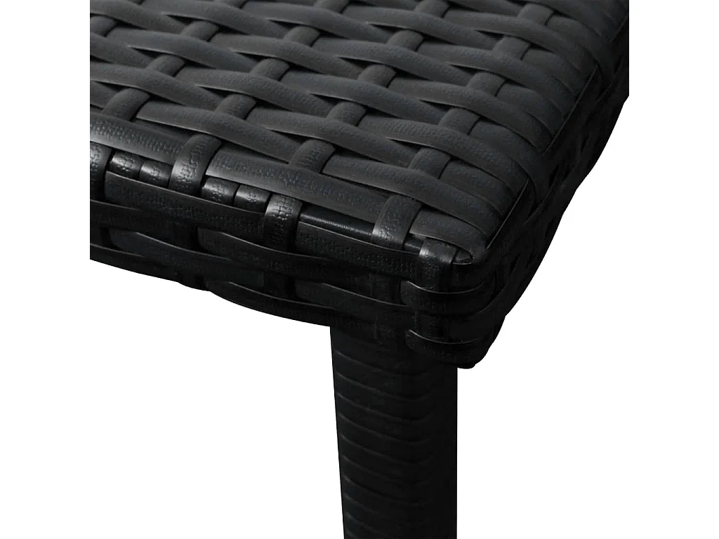 Sonnenliegen 2 Stk. mit Tisch Poly Rattan Schwarz