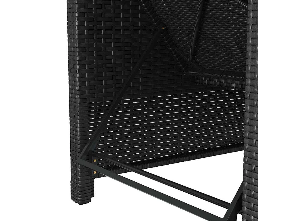 Lettino Prendisole con Cuscino Bianco Crema in Polyrattan Nero