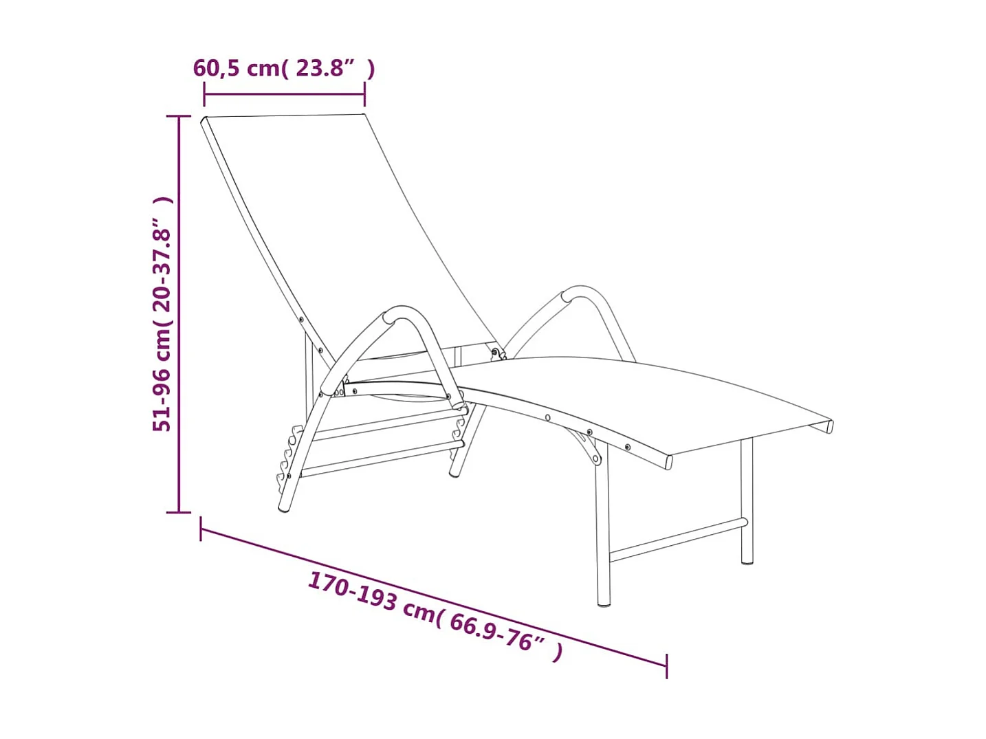 Sonnenliege Textilene und Aluminium Creme